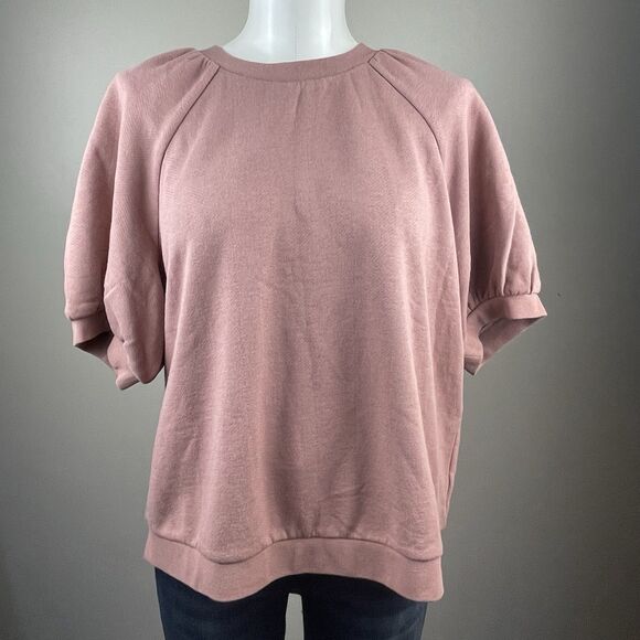 Madewell Sweaters - New Madewell Puff Short Sleeve Sweater in Mauvey Pink Size L